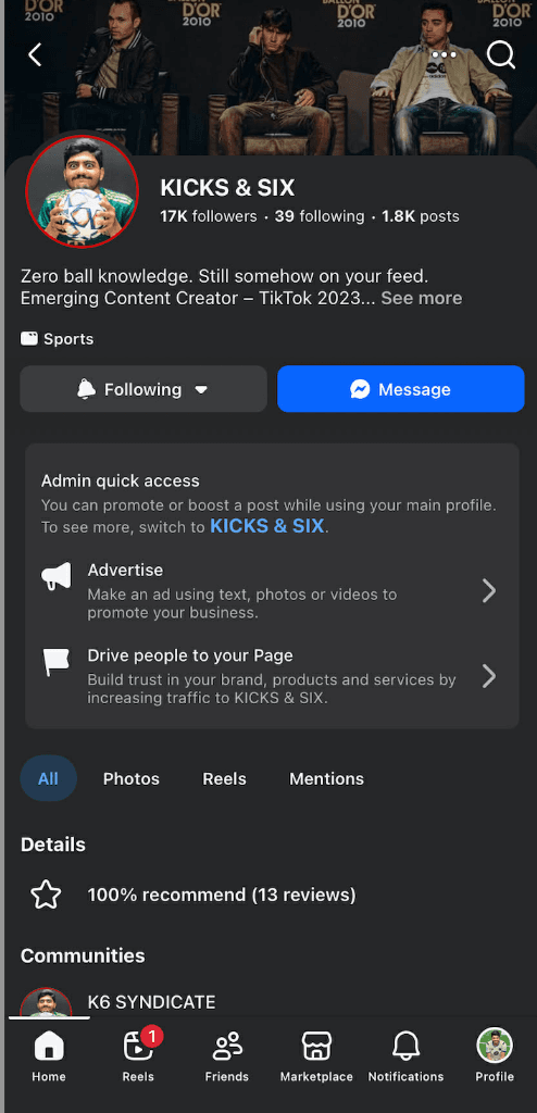 KICKS & SIX - Facebook